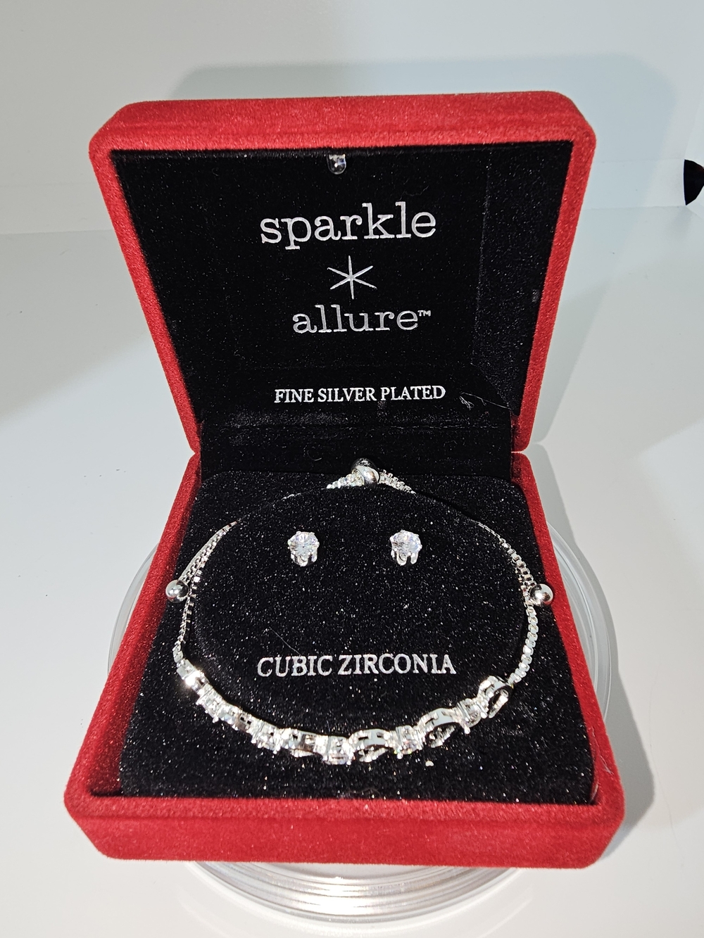 Silver-Plated Hearts And Cubic Zirconia Bracelet & Earring Set - Silver